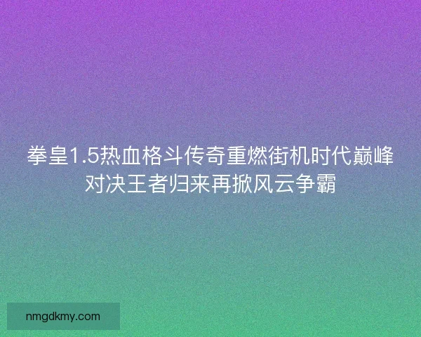 拳皇1.5热血格斗传奇重燃街机时代巅峰对决王者归来再掀风云争霸 拳皇1.5热血格斗传奇重燃街机时代巅峰对决王者归来再掀风云争霸